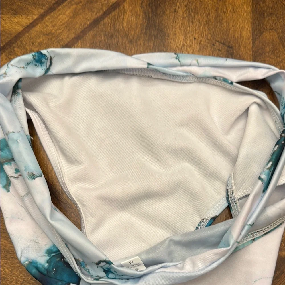 Marble Print Push Up Halter Ruched Wrap Front High Waist bikini M - Picture 6 of 9
